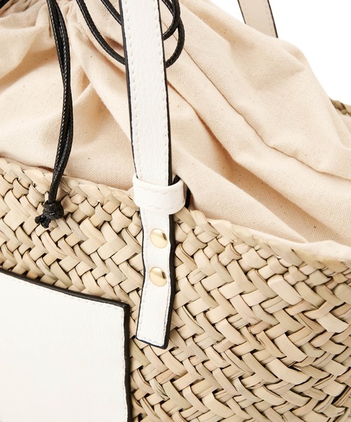 VIS(ビス)の「【ORGABITS(R)】フロントポケット水草バッグ【sustainable】(かごバッグ・レディース・ホワイト/キャメル・FREE)」の18枚目の写真