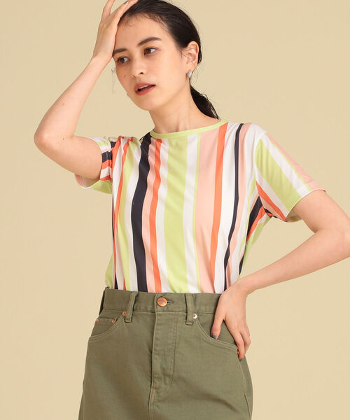 Ray BEAMS（レイビームス）の「Ray BEAMS / マルチ ストライプ Tシャツ（Tシャツ/カットソー・レディース・オレンジ/ブルー系その他2・ONE SIZE）」の3枚目の写真