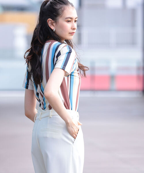 Ray BEAMS（レイビームス）の「Ray BEAMS / マルチ ストライプ Tシャツ（Tシャツ/カットソー・レディース・オレンジ/ブルー系その他2・ONE SIZE）」の11枚目の写真