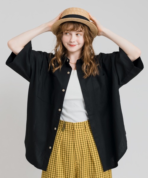 MUHET(ミュエータ)の「【セットアップ可能】コットンリネンシャツ(シャツ/ブラウス・レディース・ブラック/ベージュ/カーキ・SMALL/MEDIUM/X-LARGE)」の2枚目の写真