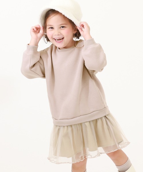 devirock（デビロック）の「裏起毛 裾チュールワンピース（ワンピース・キッズ・アイボリー/パープル系その他/その他3/その他4/その他5/パープル系/スミクロ/ライトグレー・80ｃｍ/90cm/100cm/110cm/120cm/130cm/140cm）」の6枚目の写真