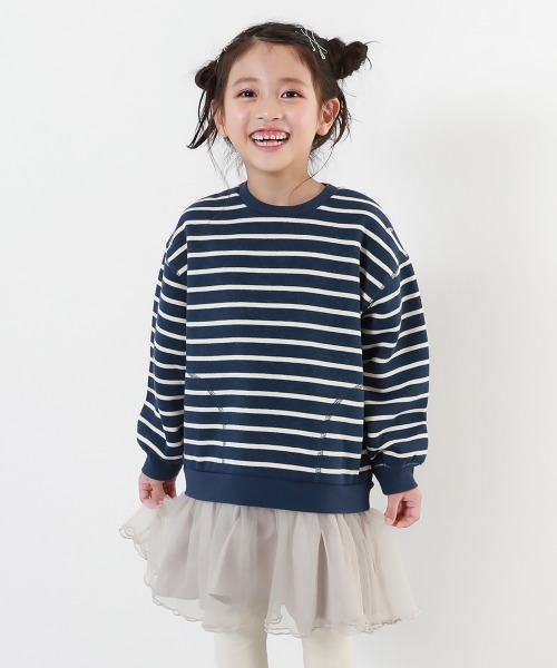 devirock（デビロック）の「裏起毛 裾チュールワンピース（ワンピース・キッズ・アイボリー/パープル系その他/その他3/その他4/その他5/パープル系/スミクロ/ライトグレー・80ｃｍ/90cm/100cm/110cm/120cm/130cm/140cm）」の8枚目の写真