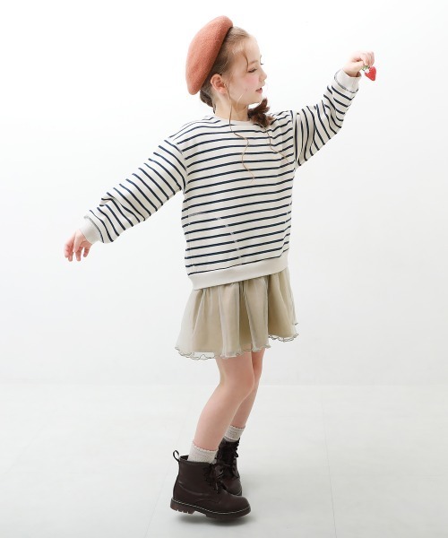 devirock（デビロック）の「裏起毛 裾チュールワンピース（ワンピース・キッズ・アイボリー/パープル系その他/その他3/その他4/その他5/パープル系/スミクロ/ライトグレー・80ｃｍ/90cm/100cm/110cm/120cm/130cm/140cm）」の9枚目の写真