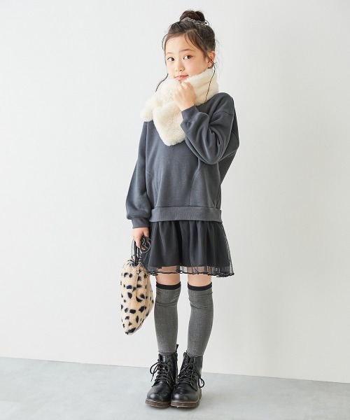 devirock（デビロック）の「裏起毛 裾チュールワンピース（ワンピース・キッズ・アイボリー/パープル系その他/その他3/その他4/その他5/パープル系/スミクロ/ライトグレー・80ｃｍ/90cm/100cm/110cm/120cm/130cm/140cm）」の21枚目の写真