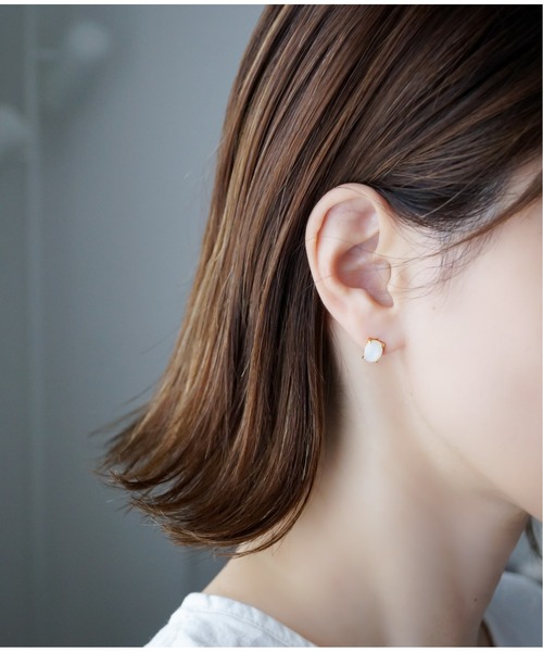 Meach.（ミーチ）の「【Meach.】シルバー925レトロストーンピアス（クリスタル・オニキス他）（ピアス（両耳用）・レディース・A/B/C/D/E/F/G/H/I/J/L/K/M/O/N/P・FREE）」の20枚目の写真