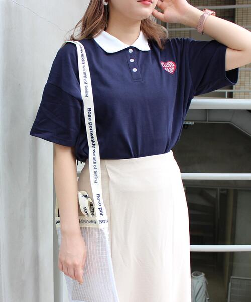 INGNI（イング）の「襟配ハートロゴポロトップス（Tシャツ/カットソー・レディース・ネイビー/グリーン/ホワイト×グリーン/ホワイト×ネイビー・M）」の12枚目の写真