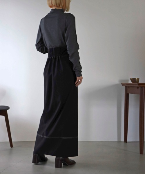 UNFIELD（アンフィールド）の「【UNFIELD】配色ステッチTRスリットスカート（スカート・レディース・ブラック/ベージュ・FREE）」の9枚目の写真