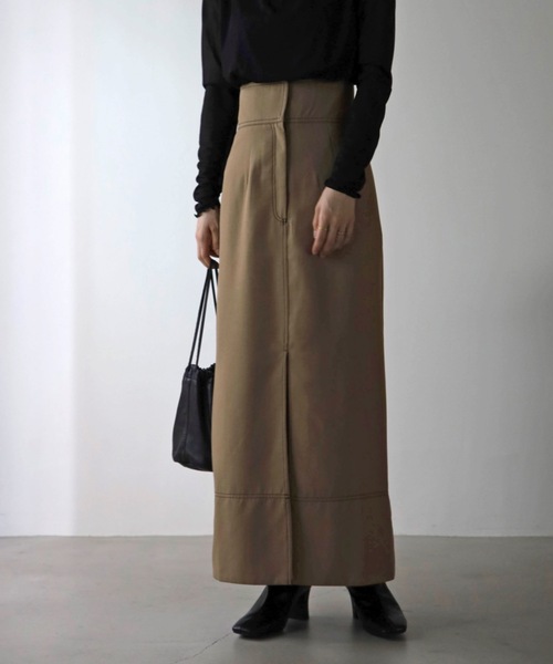 UNFIELD（アンフィールド）の「【UNFIELD】配色ステッチTRスリットスカート（スカート・レディース・ブラック/ベージュ・FREE）」の10枚目の写真