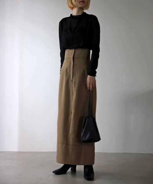 UNFIELD（アンフィールド）の「【UNFIELD】配色ステッチTRスリットスカート（スカート・レディース・ブラック/ベージュ・FREE）」の13枚目の写真