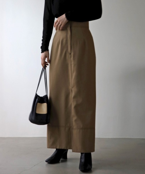 UNFIELD（アンフィールド）の「【UNFIELD】配色ステッチTRスリットスカート（スカート・レディース・ブラック/ベージュ・FREE）」の15枚目の写真