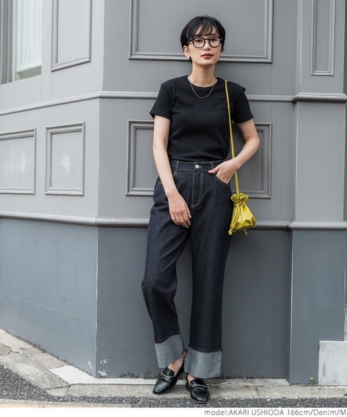 coca（coca）（コカ）の「ロールアップデニム（デニムパンツ・レディース・ブルー・S/M/L）」の2枚目の写真