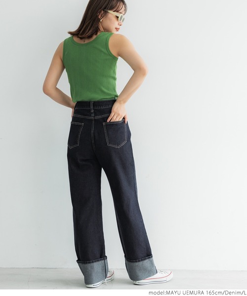 coca（coca）（コカ）の「ロールアップデニム（デニムパンツ・レディース・ブルー・S/M/L）」の7枚目の写真