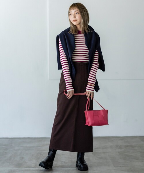 THE SHOP TK （ザ ショップ ティーケー ）の「◆リブカラーボーダーニット（ニット/セーター・レディース・ブラック系2/ブラウン系3/ピンク系・11/12/13）」の12枚目の写真