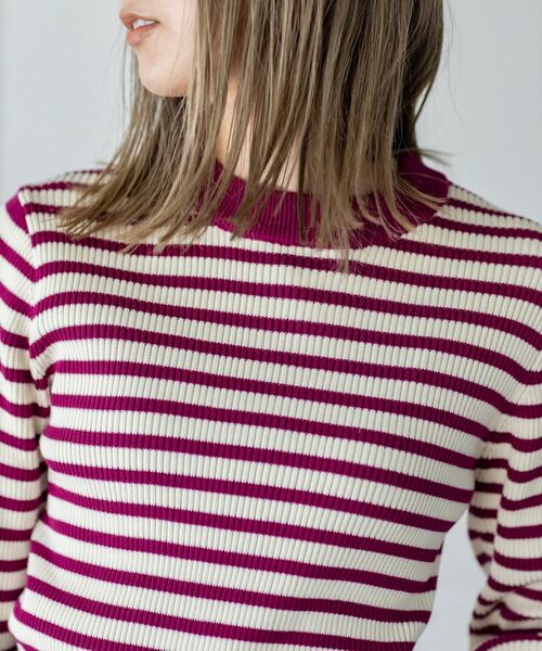 THE SHOP TK （ザ ショップ ティーケー ）の「◆リブカラーボーダーニット（ニット/セーター・レディース・ブラック系2/ブラウン系3/ピンク系・11/12/13）」の14枚目の写真