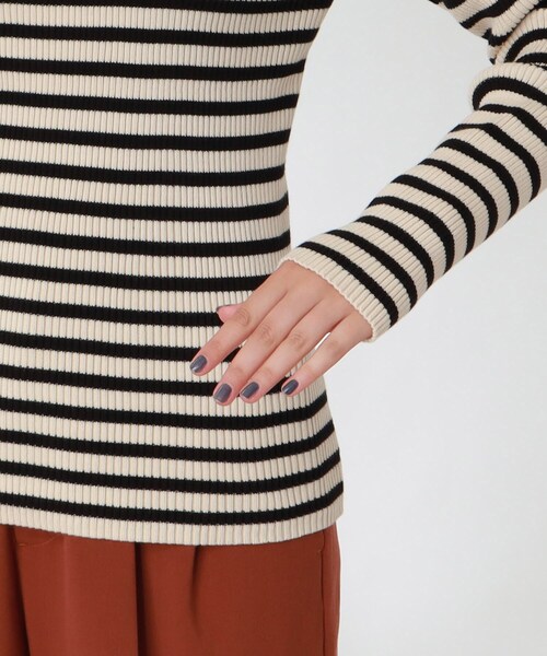 THE SHOP TK （ザ ショップ ティーケー ）の「◆リブカラーボーダーニット（ニット/セーター・レディース・ブラック系2/ブラウン系3/ピンク系・11/12/13）」の19枚目の写真