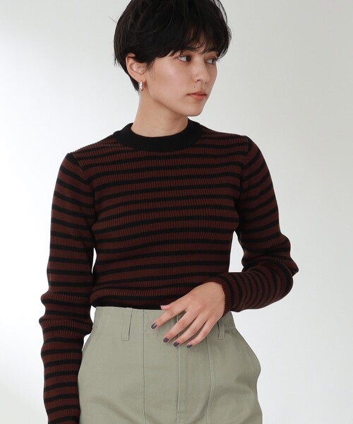 THE SHOP TK （ザ ショップ ティーケー ）の「◆リブカラーボーダーニット（ニット/セーター・レディース・ブラック系2/ブラウン系3/ピンク系・11/12/13）」の21枚目の写真
