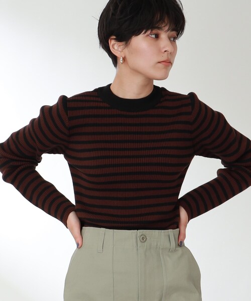 THE SHOP TK （ザ ショップ ティーケー ）の「◆リブカラーボーダーニット（ニット/セーター・レディース・ブラック系2/ブラウン系3/ピンク系・11/12/13）」の22枚目の写真