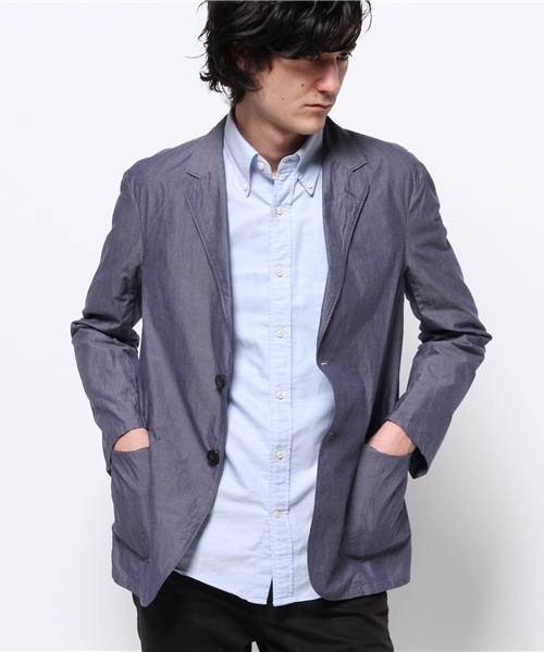 EDIFICE（エディフィス）の「◇タイプライターシャンブレーシャツカバーオール（カバーオール・メンズ・ホワイト/ネイビー・44/46/48/50）」の13枚目の写真