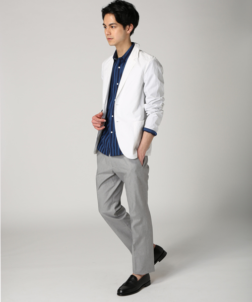 EDIFICE（エディフィス）の「◇タイプライターシャンブレーシャツカバーオール（カバーオール・メンズ・ホワイト/ネイビー・44/46/48/50）」の17枚目の写真