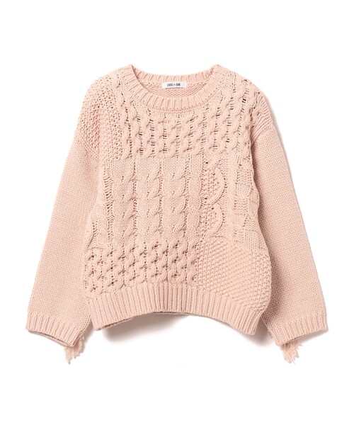B:MING by BEAMS(ビーミングバイビームス)の「B:MING by BEAMS / ケーブル フリンジ ニット(90~140cm)(ニット/セーター・キッズ・ボルドー/アイボリー・SMALL/LARGE/MEDIUM)」の6枚目の写真