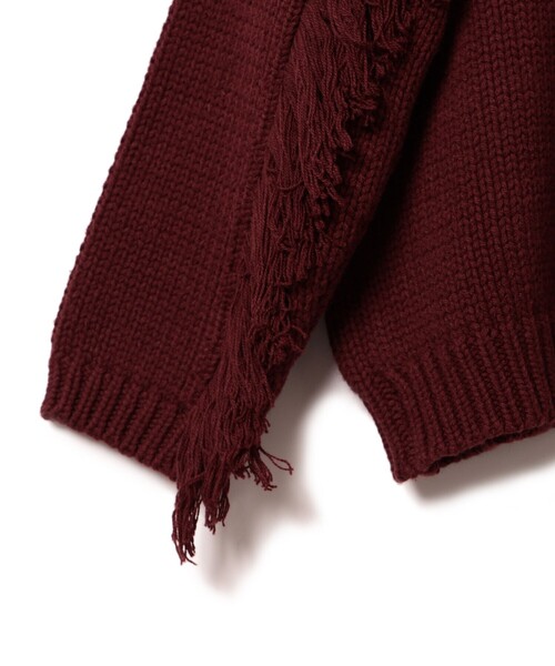 B:MING by BEAMS(ビーミングバイビームス)の「B:MING by BEAMS / ケーブル フリンジ ニット(90~140cm)(ニット/セーター・キッズ・ボルドー/アイボリー・SMALL/LARGE/MEDIUM)」の4枚目の写真