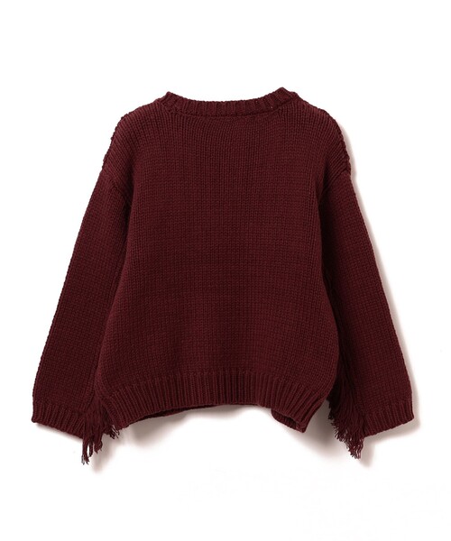 B:MING by BEAMS(ビーミングバイビームス)の「B:MING by BEAMS / ケーブル フリンジ ニット(90~140cm)(ニット/セーター・キッズ・ボルドー/アイボリー・SMALL/LARGE/MEDIUM)」の7枚目の写真