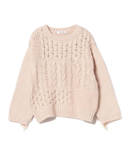 B:MING by BEAMS(ビーミングバイビームス)の「B:MING by BEAMS / ケーブル フリンジ ニット(90~140cm)(ニット/セーター・キッズ・ボルドー/アイボリー・SMALL/LARGE/MEDIUM)」の9枚目の写真
