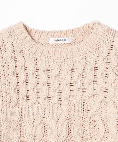 B:MING by BEAMS(ビーミングバイビームス)の「B:MING by BEAMS / ケーブル フリンジ ニット(90~140cm)(ニット/セーター・キッズ・ボルドー/アイボリー・SMALL/LARGE/MEDIUM)」の10枚目の写真
