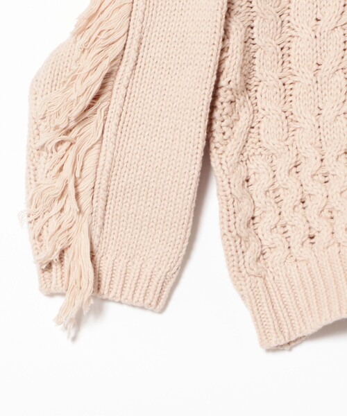 B:MING by BEAMS(ビーミングバイビームス)の「B:MING by BEAMS / ケーブル フリンジ ニット(90~140cm)(ニット/セーター・キッズ・ボルドー/アイボリー・SMALL/LARGE/MEDIUM)」の11枚目の写真