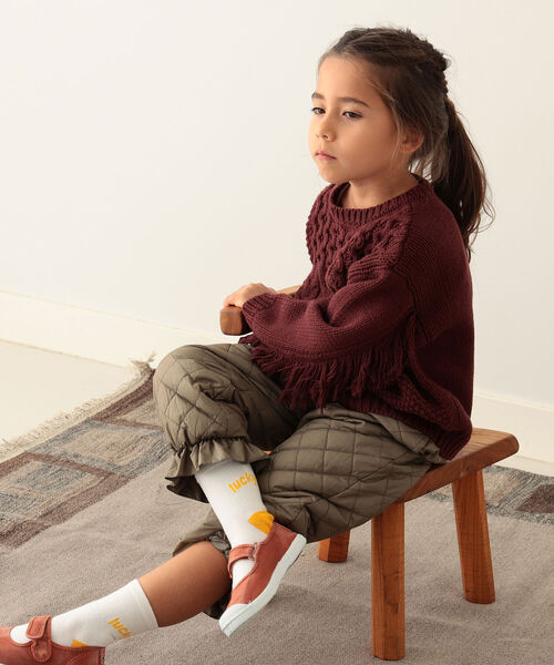 B:MING by BEAMS(ビーミングバイビームス)の「B:MING by BEAMS / ケーブル フリンジ ニット(90~140cm)(ニット/セーター・キッズ・ボルドー/アイボリー・SMALL/LARGE/MEDIUM)」の19枚目の写真
