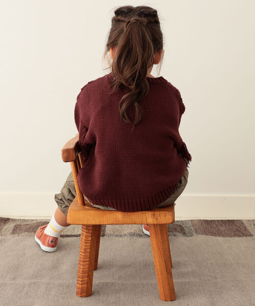 B:MING by BEAMS(ビーミングバイビームス)の「B:MING by BEAMS / ケーブル フリンジ ニット(90~140cm)(ニット/セーター・キッズ・ボルドー/アイボリー・SMALL/LARGE/MEDIUM)」の21枚目の写真