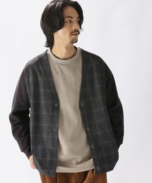 チェック切り替えカーディガン