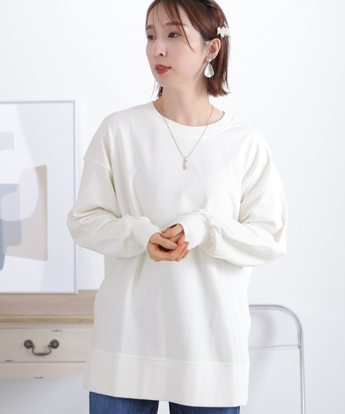 ElegChic(エレグシック)の「ミニ裏毛サイド スリット トレーナー(スウェット・レディース・チャコールグレー/杢グレー/ブラック/オフホワイト・4L~5L/LL~3L/M~L)」の9枚目の写真