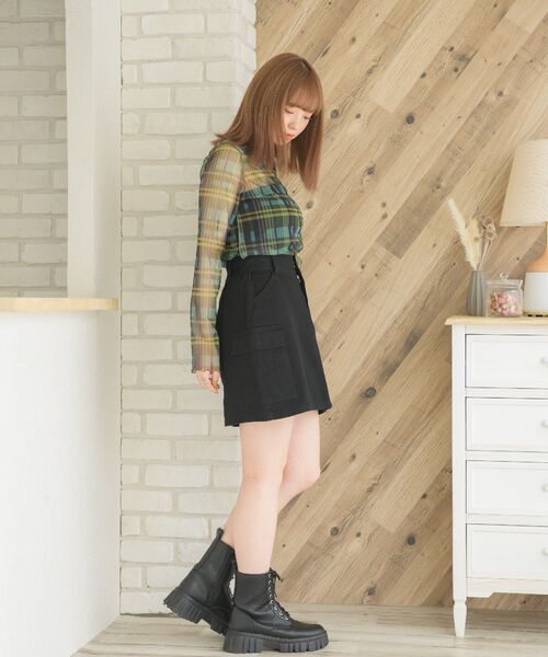 ems excite（エムズエキサイト）の「カーゴポケミニSK（スカート・レディース・ダークブラウン/グリーン/ブラック・FREE）」の6枚目の写真