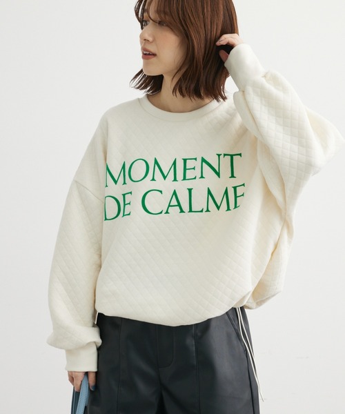 Green　Parks（グリーンパークス）の「キルティングロゴドロストプルオーバー＊（Tシャツ/カットソー・レディース・ブラック/杢グレー/ホワイト系その他2・FREE）」の2枚目の写真