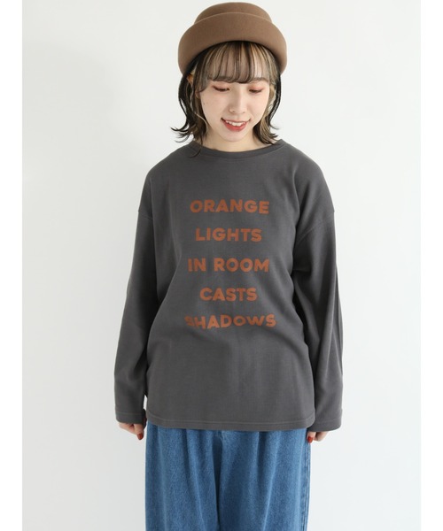 Samansa Mos2（サマンサ モスモス）の「ゆるロゴロンT（Tシャツ/カットソー・レディース・キナリ/ベージュ/イエロー/チャコール・ﾌﾘ-）」の9枚目の写真