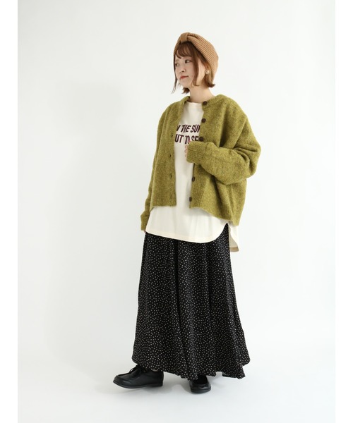 Samansa Mos2（サマンサ モスモス）の「ゆるロゴロンT（Tシャツ/カットソー・レディース・キナリ/ベージュ/イエロー/チャコール・ﾌﾘ-）」の13枚目の写真