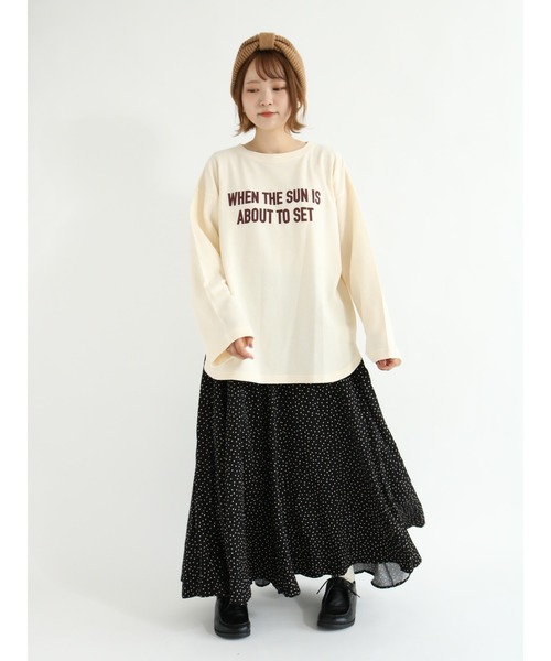 Samansa Mos2（サマンサ モスモス）の「ゆるロゴロンT（Tシャツ/カットソー・レディース・キナリ/ベージュ/イエロー/チャコール・ﾌﾘ-）」の15枚目の写真