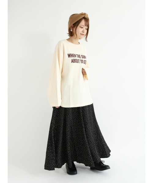 Samansa Mos2（サマンサ モスモス）の「ゆるロゴロンT（Tシャツ/カットソー・レディース・キナリ/ベージュ/イエロー/チャコール・ﾌﾘ-）」の16枚目の写真