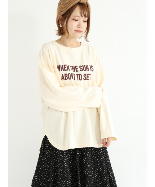 Samansa Mos2（サマンサ モスモス）の「ゆるロゴロンT（Tシャツ/カットソー・レディース・キナリ/ベージュ/イエロー/チャコール・ﾌﾘ-）」の17枚目の写真