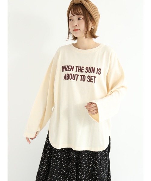 Samansa Mos2（サマンサ モスモス）の「ゆるロゴロンT（Tシャツ/カットソー・レディース・キナリ/ベージュ/イエロー/チャコール・ﾌﾘ-）」の18枚目の写真