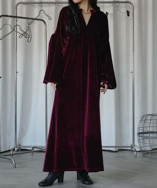 Ezick（エジック）の「Dolman gather ベロアワンピース（ワンピース