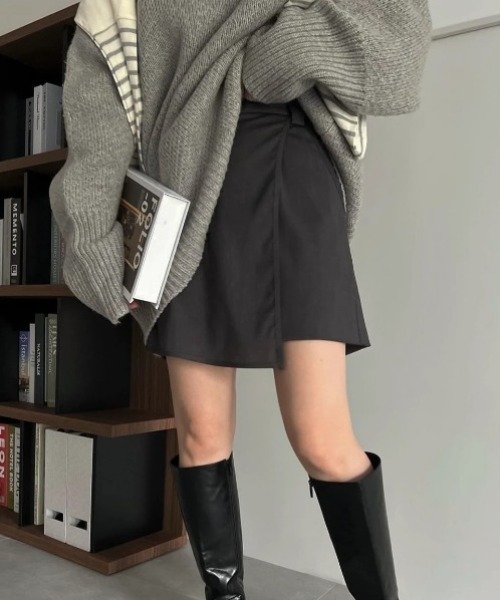 WILLFULLY（ウィルフリー）の「wrap design half fake skirt PT（その他パンツ・レディース・ブラック/チャコール・FREE）」の17枚目の写真