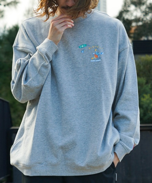 ELEMENT（エレメント）の「【直営店限定】ELEMENT メンズ KAMOCHILL GO CREW トレーナー 【2022年秋冬モデル】/エレメントバックプリントスウェットトレーナー（スウェット・メンズ・ベージュ/グレー/ブラック・MEDIUM/LARGE/X-LARGE）」の9枚目の写真