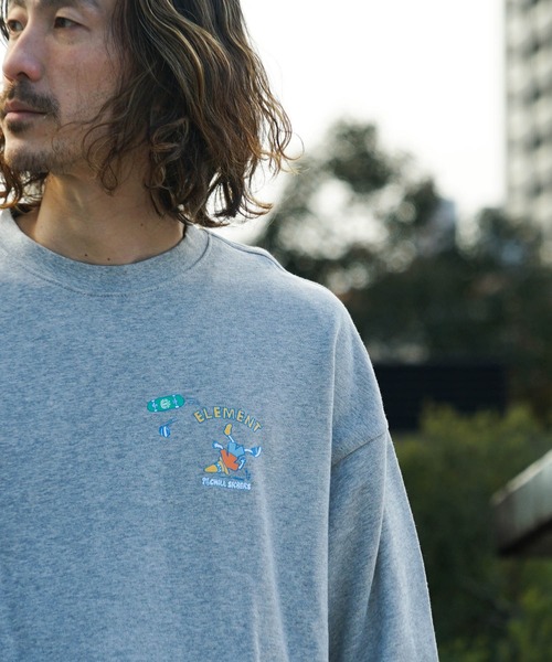 ELEMENT（エレメント）の「【直営店限定】ELEMENT メンズ KAMOCHILL GO CREW トレーナー 【2022年秋冬モデル】/エレメントバックプリントスウェットトレーナー（スウェット・メンズ・ベージュ/グレー/ブラック・MEDIUM/LARGE/X-LARGE）」の12枚目の写真