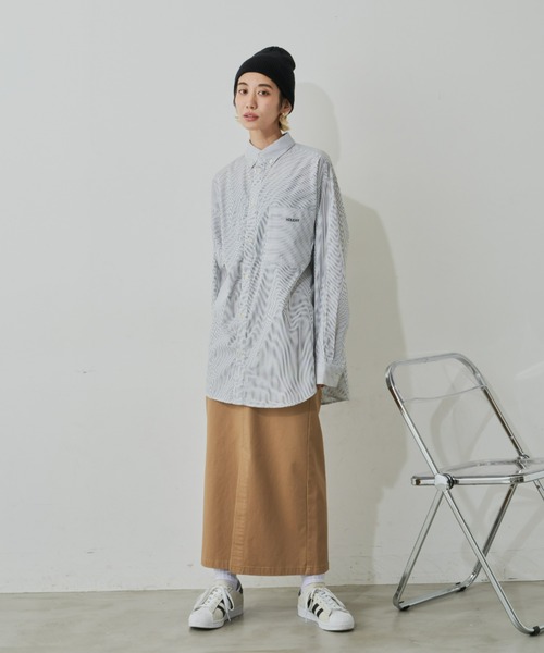 Auntie Rosa Holiday（アンティローザホリデー）の「ボタンダウンオーバーサイズシャツ（シャツ/ブラウス・レディース・ブルー/ブラック/チェック/アイボリー/ブラック系その他/ストライプ・FREE）」の7枚目の写真