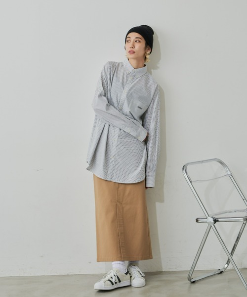 Auntie Rosa Holiday（アンティローザホリデー）の「ボタンダウンオーバーサイズシャツ（シャツ/ブラウス・レディース・ブルー/ブラック/チェック/アイボリー/ブラック系その他/ストライプ・FREE）」の8枚目の写真