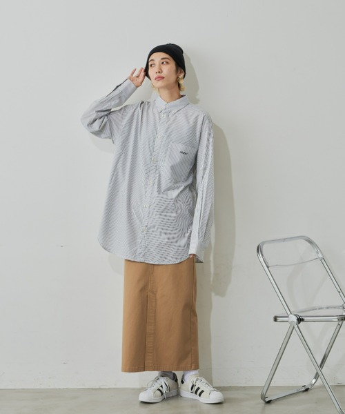 Auntie Rosa Holiday（アンティローザホリデー）の「ボタンダウンオーバーサイズシャツ（シャツ/ブラウス・レディース・ブルー/ブラック/チェック/アイボリー/ブラック系その他/ストライプ・FREE）」の9枚目の写真