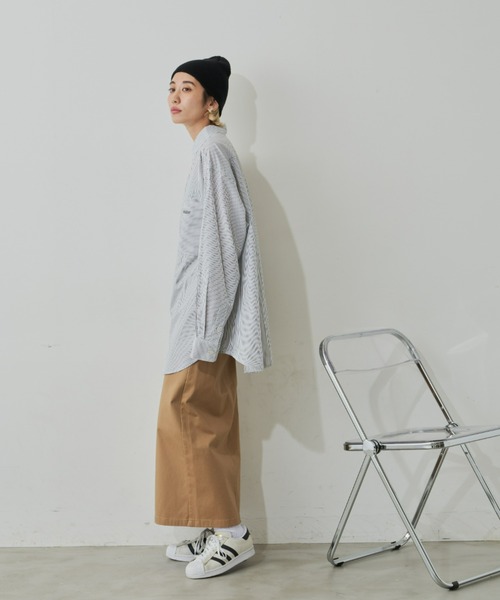 Auntie Rosa Holiday（アンティローザホリデー）の「ボタンダウンオーバーサイズシャツ（シャツ/ブラウス・レディース・ブルー/ブラック/チェック/アイボリー/ブラック系その他/ストライプ・FREE）」の10枚目の写真