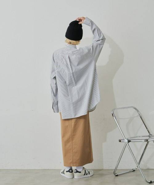 Auntie Rosa Holiday（アンティローザホリデー）の「ボタンダウンオーバーサイズシャツ（シャツ/ブラウス・レディース・ブルー/ブラック/チェック/アイボリー/ブラック系その他/ストライプ・FREE）」の12枚目の写真